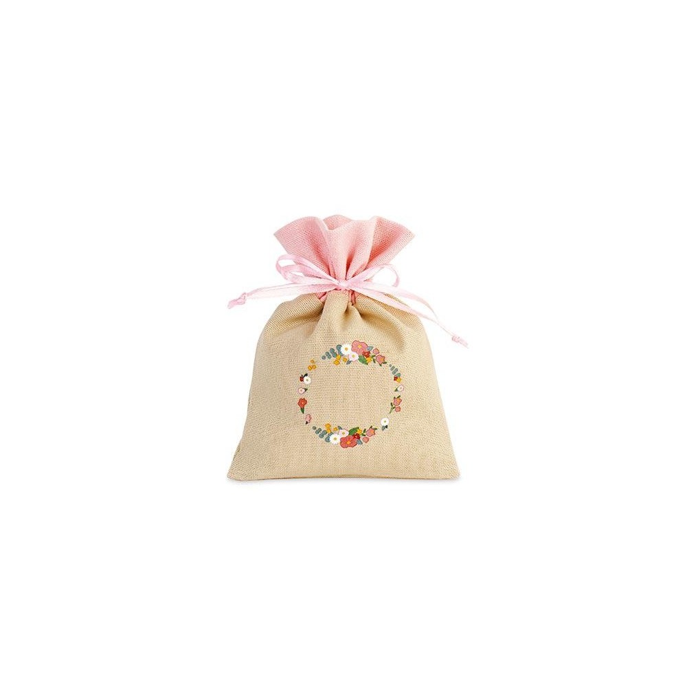 SACCHETTO FIORI BEIGE-ROSA